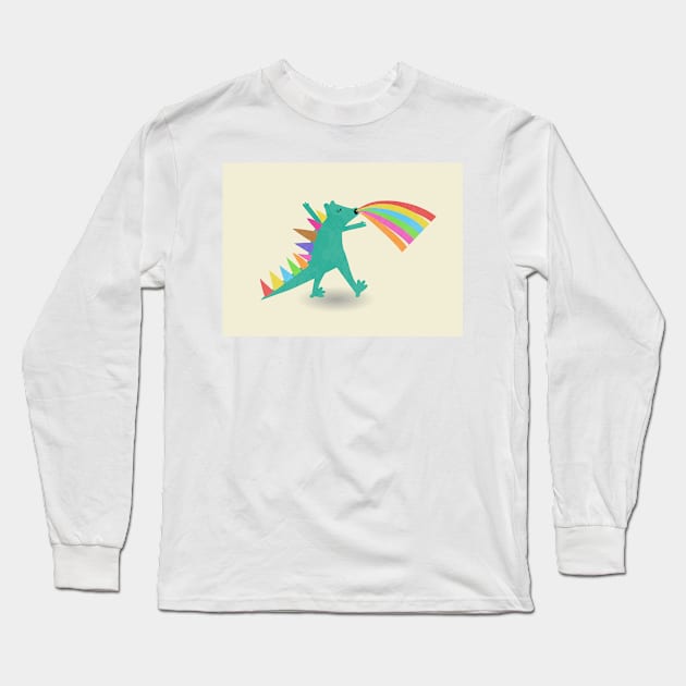 Rainbow dinosaur Long Sleeve T-Shirt by WordFandom